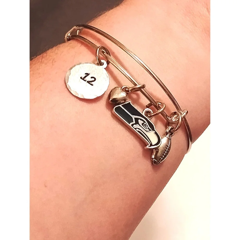 🏈Seattle Seahawks Bangle Bracelet Charm Fan 12 NFL Gameday Bangle Y2K Football